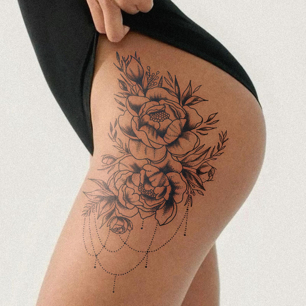 UBICA Tattoo Tech: Flower Design Large Semi-Permanent Tattoos – 7-15 Days, Waterproof & Skin-Friendly