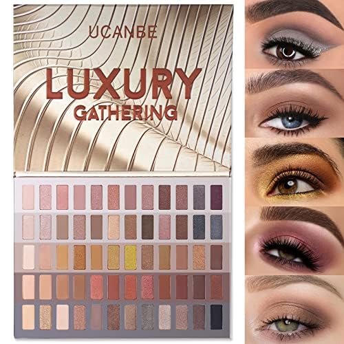 UCANBE 60-Color Naked Eyeshadow Palette – Warm Neutral Neutrals, Matte, Metallic & Glitter Finishes