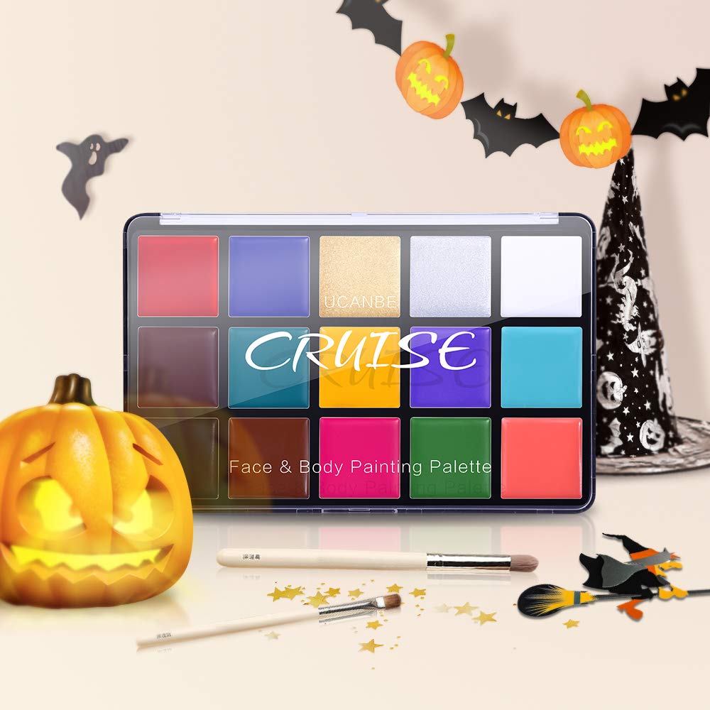 UCANBE Face Body Paint Oil Palette – 15 Colors, Non-Toxic & Hypoallergenic
