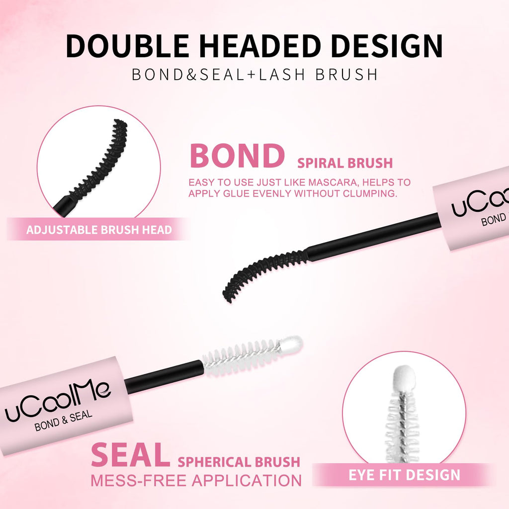 uCoolMe Lash Bond & Seal Waterproof 10ml — 2-in-1 Lash Glue for DIY Clusters (Black)