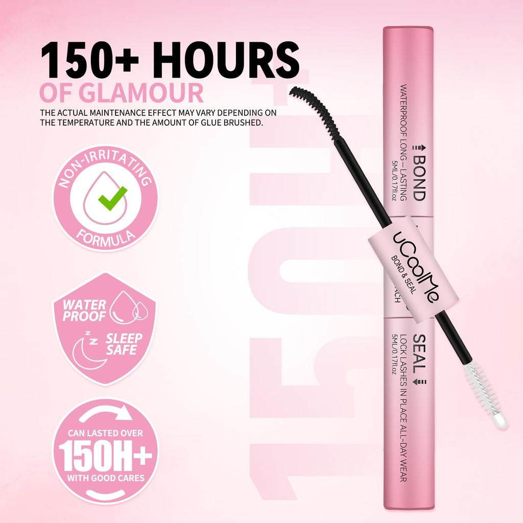uCoolMe Lash Bond & Seal Waterproof 10ml — 2-in-1 Lash Glue for DIY Clusters (Black)