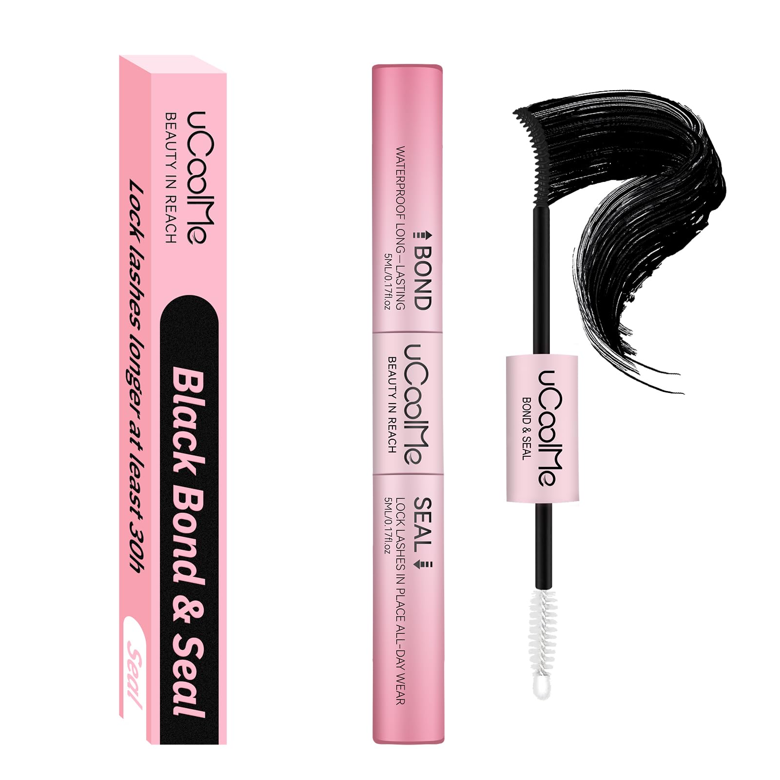 uCoolMe Lash Bond & Seal Waterproof 10ml — 2-in-1 Lash Glue for DIY Clusters (Black)