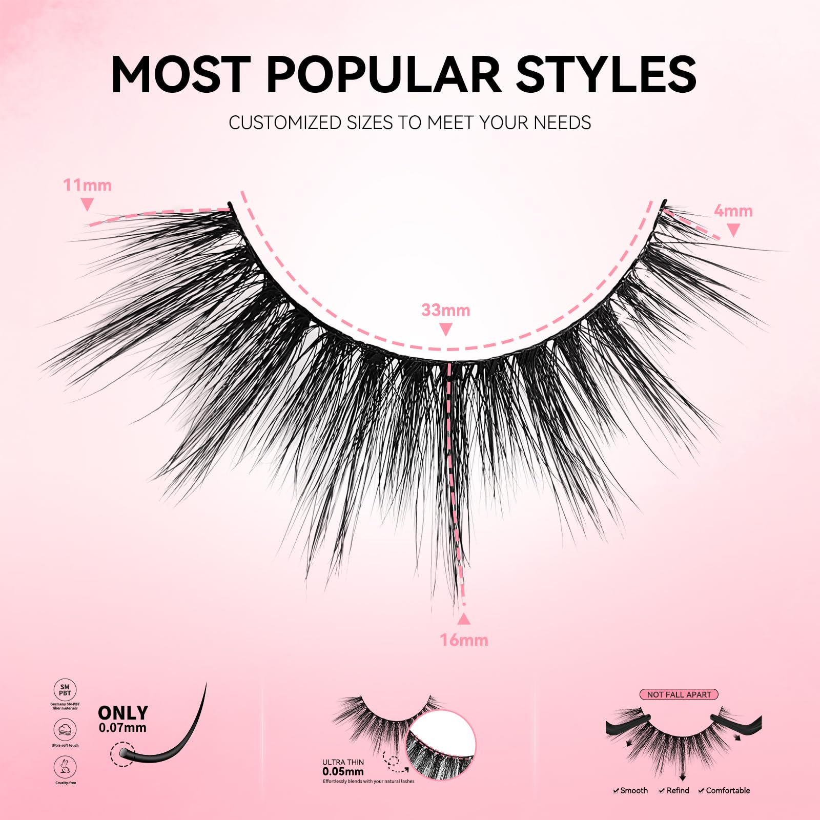 uCoolMe Lash Clusters – Natural Look False Lashes, 6 Pairs, DIY-Cut