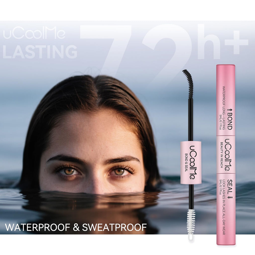 uCoolMe Lash Bond & Seal Waterproof 10ml — 2-in-1 Lash Glue for DIY Clusters (Black)