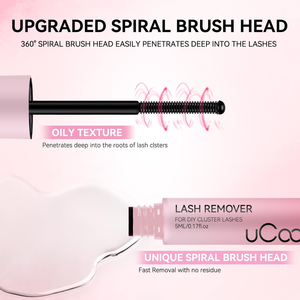 UCOOLME Lash Glue Remover 5ML – Gentle Oil-Based Dissolver with Spiral Brush & Leak-Proof Cap
