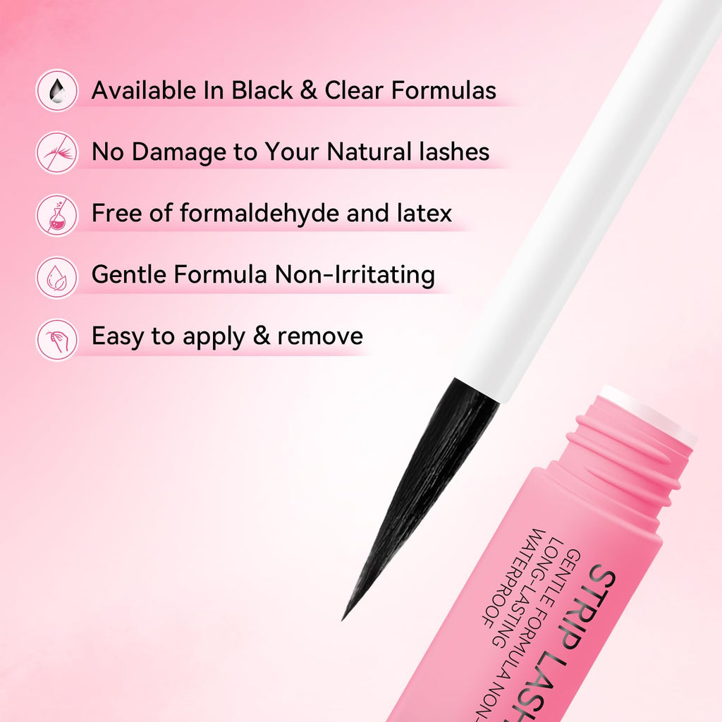 UCOOLME Lash Glue Black – 15-Second Hold, Latex-Free, Leak-Proof Cap for Strip Lashes