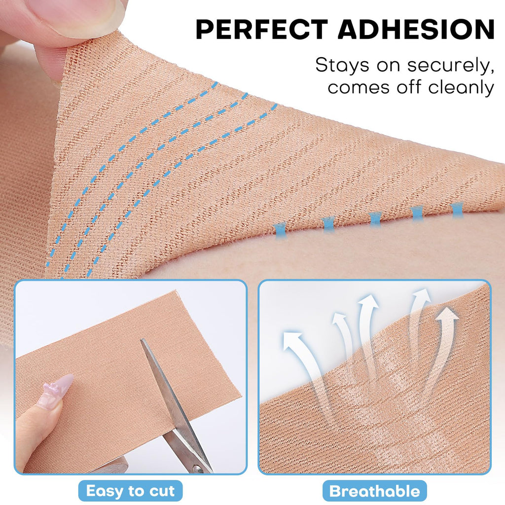 Udefineit Tattoo Cover Up Tape – 2 Rolls, 3-Inch Wide, 16.4 ft Each, Light Tan