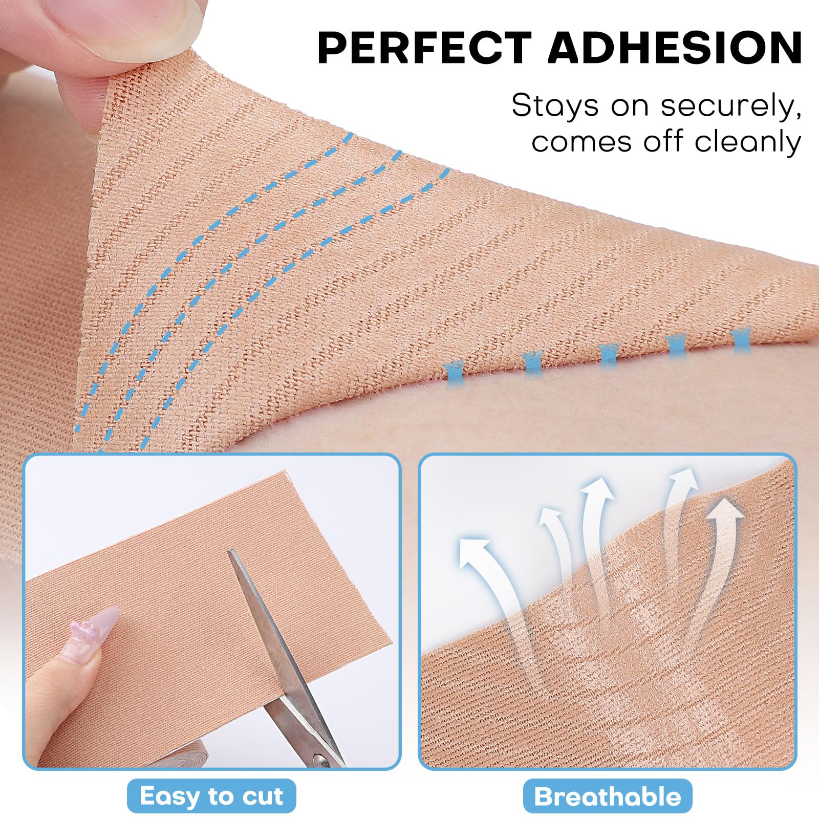 Udefineit Tattoo Cover Up Tape – 2 Rolls, 3-Inch Wide, 16.4 ft Each, Light Tan