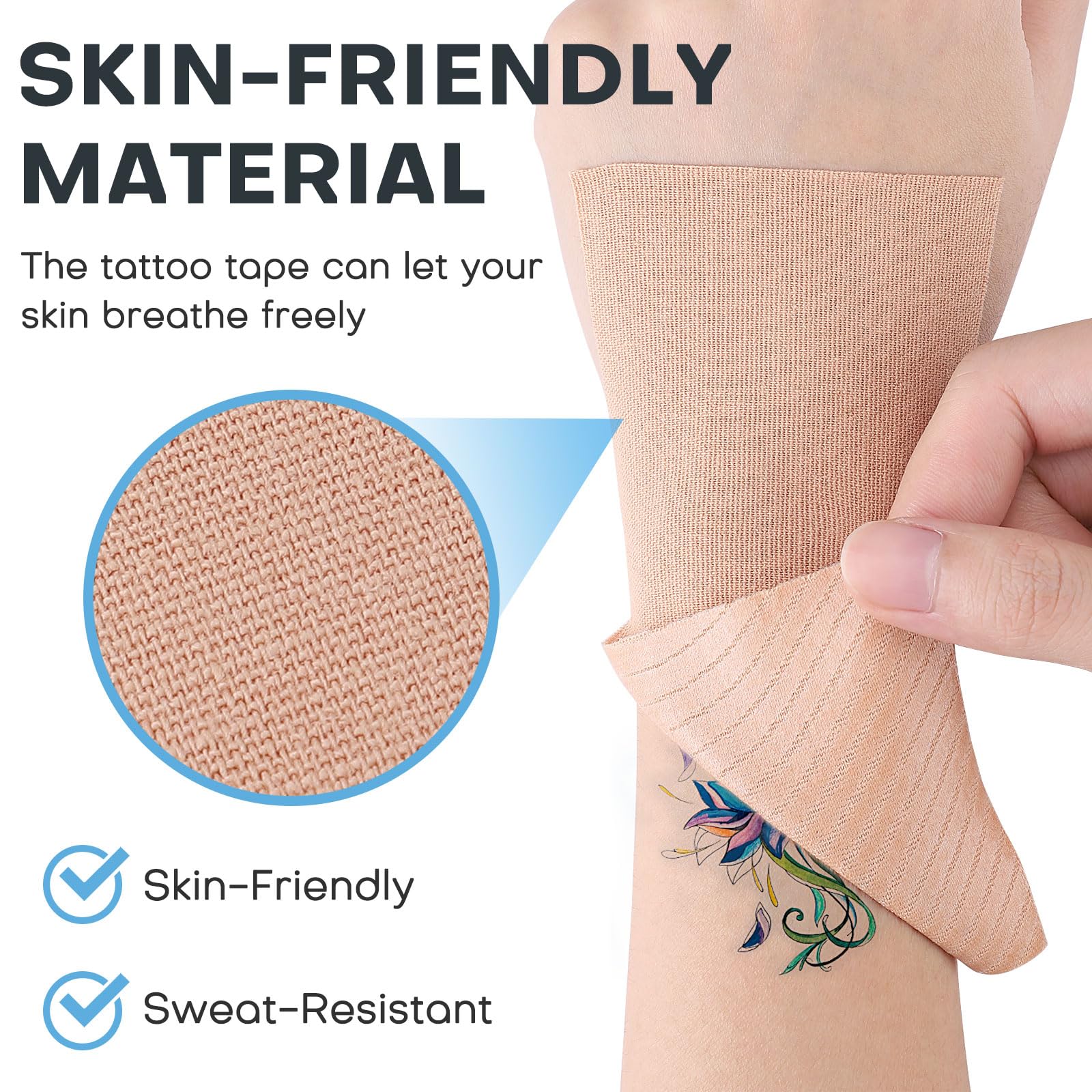 Udefineit Tattoo Cover Up Tape – 2 Rolls, 3-Inch Wide, 16.4 ft Each, Light Tan
