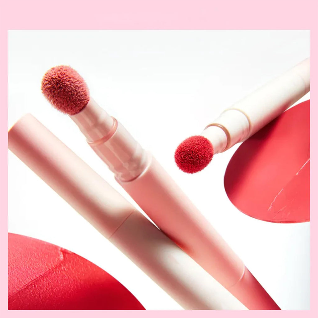 Ueuiu Liquid Lipstick + Cushion Foundation in Pomegranate – Hydrating, Long-Lasting Lip Color