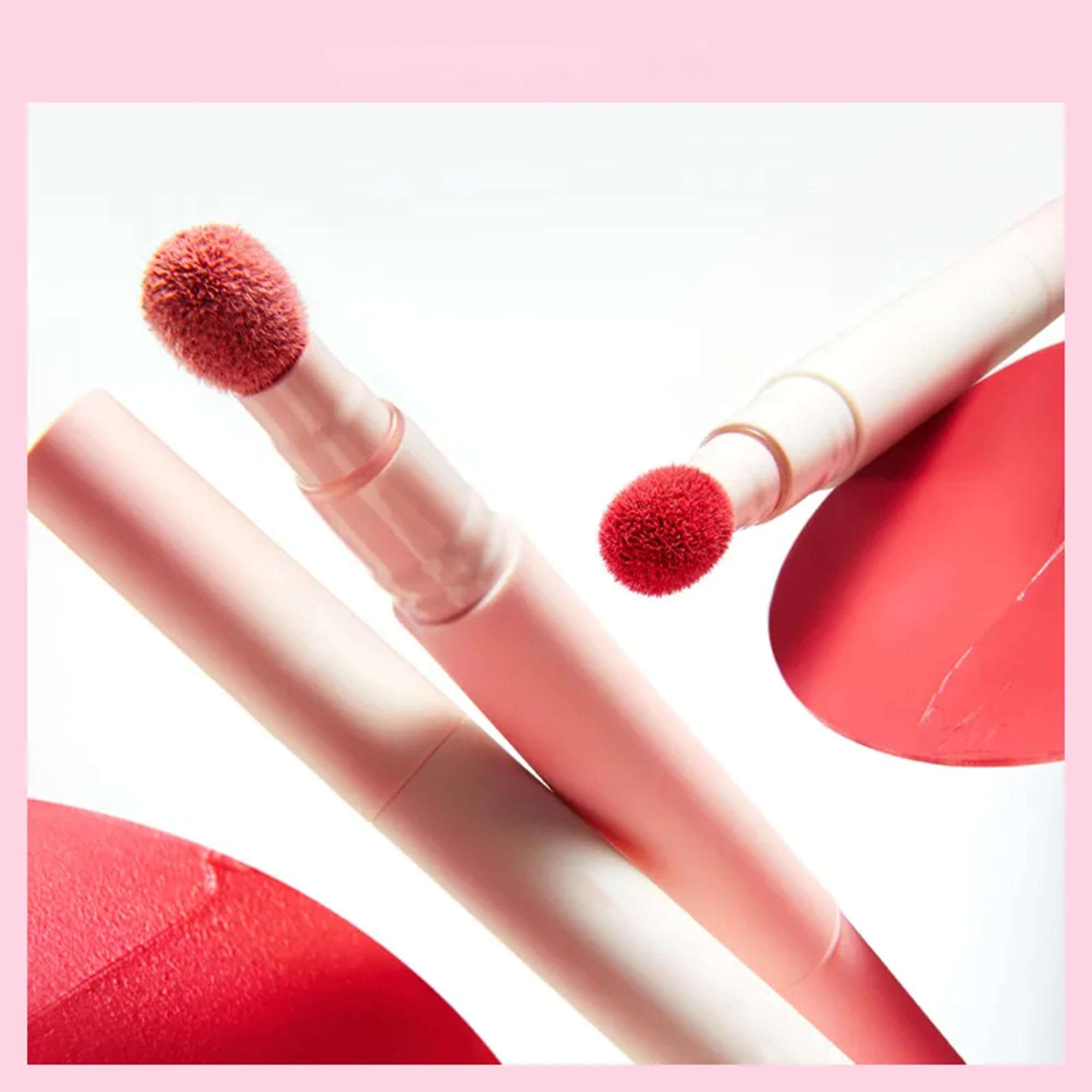 Ueuiu Liquid Lipstick + Cushion Foundation in Pomegranate – Hydrating, Long-Lasting Lip Color