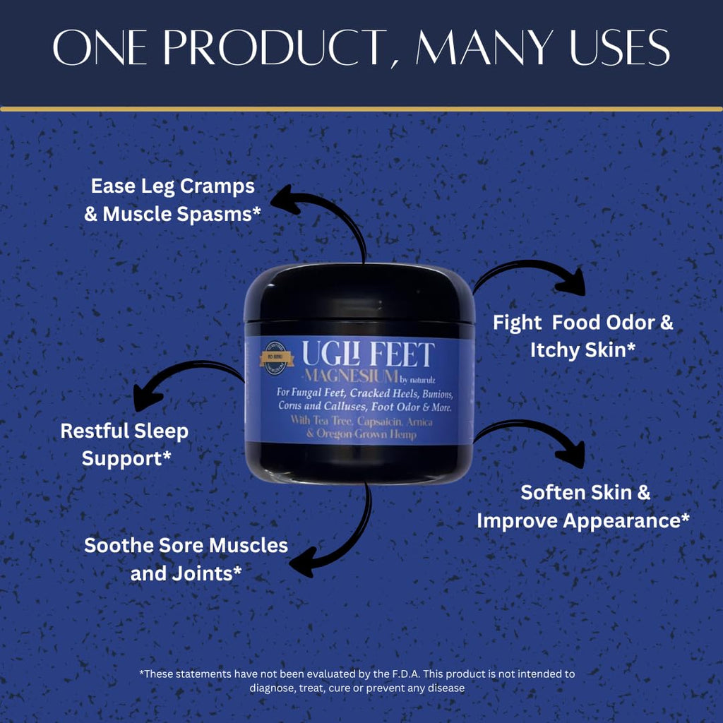 Ugli Feet + Magnesium by Naturulz: Tea Tree, Arnica & Capsaicin Foot Care