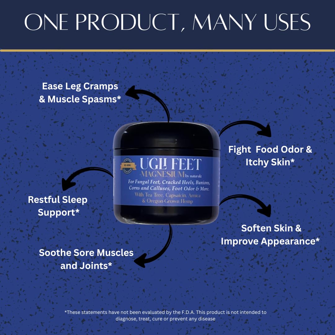 Ugli Feet + Magnesium by Naturulz: Tea Tree, Arnica & Capsaicin Foot Care