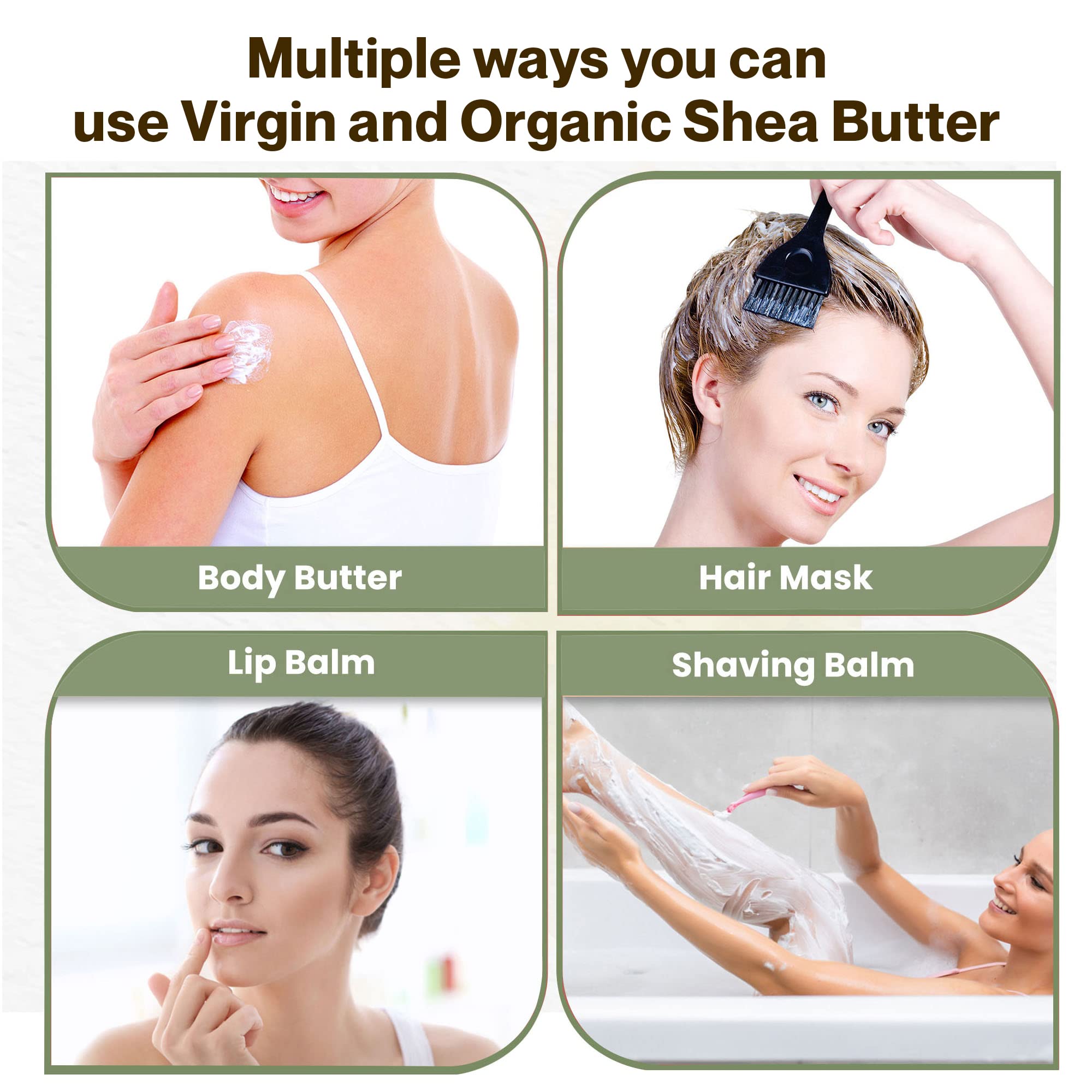 uhroh-muh Shea Butter (Virgin) – Organic, USDA Certified, Ghana (0.8 kg / 1.7 lb) Pack of 1
