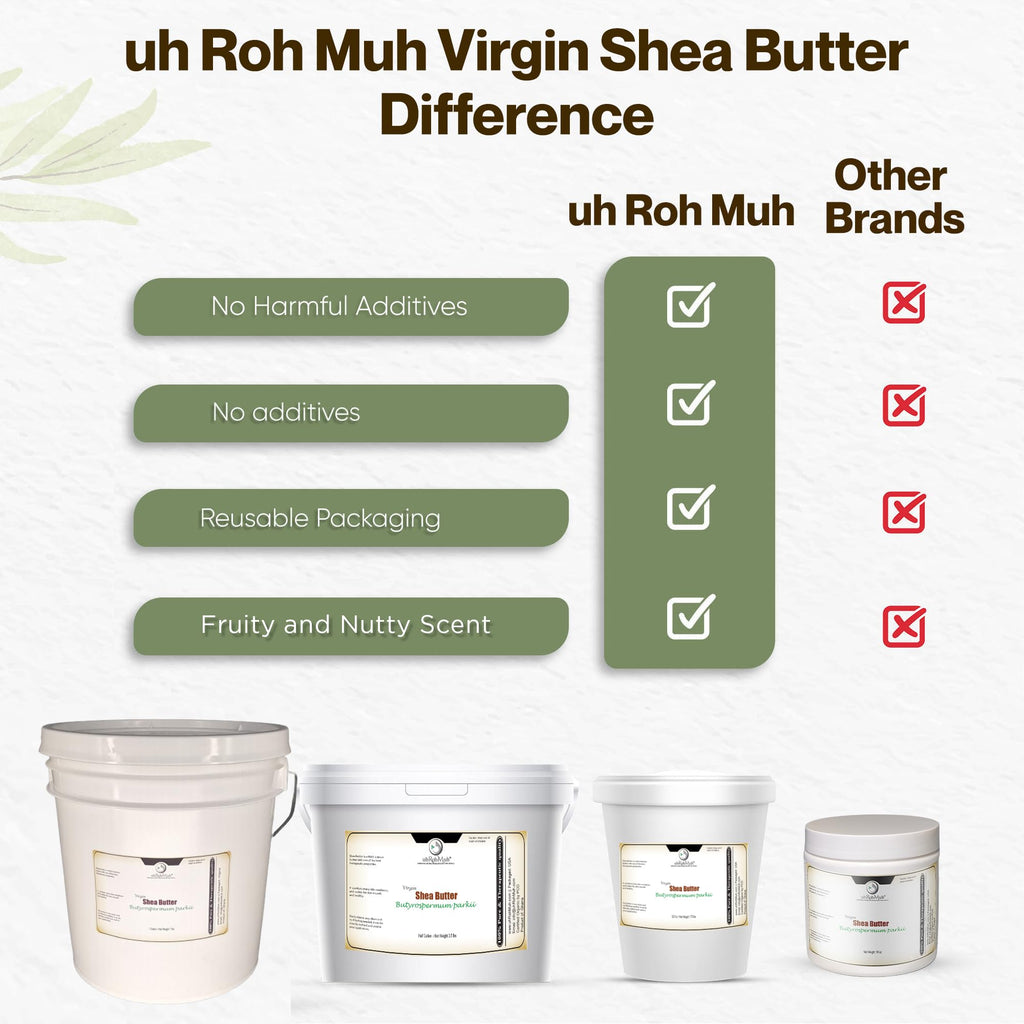 uh*Roh*Muh Refined Shea Butter from France 16 oz – Odorless & Smooth Texture – Cosmetic Grade for Skincare, Hair Care, Soap Making, Lotions & DIY Formulations