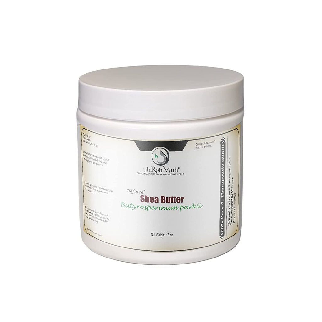 uh*Roh*Muh Refined Shea Butter from France 16 oz – Odorless & Smooth Texture – Cosmetic Grade for Skincare, Hair Care, Soap Making, Lotions & DIY Formulations