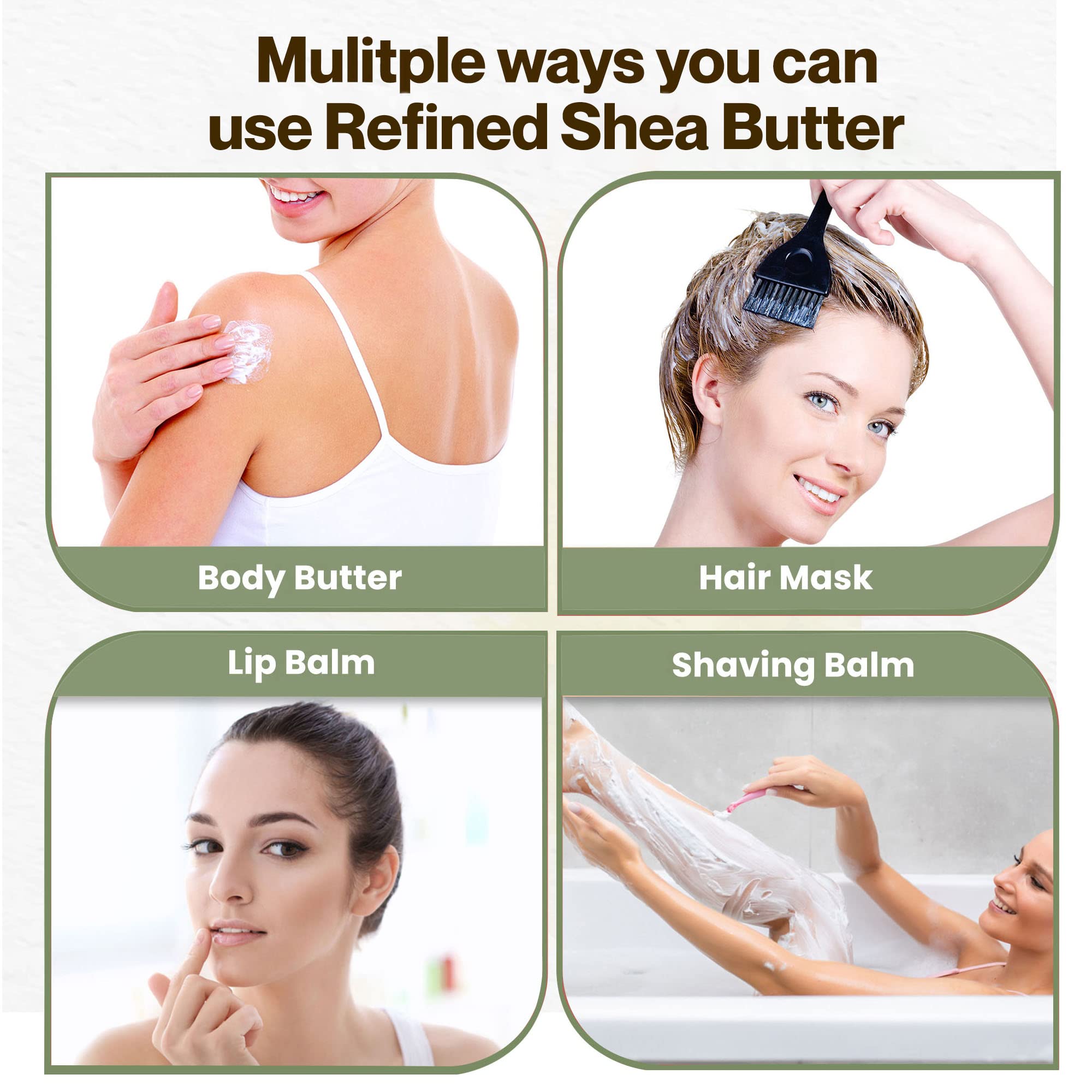 uh*Roh*Muh Refined Shea Butter from France 16 oz – Odorless & Smooth Texture – Cosmetic Grade for Skincare, Hair Care, Soap Making, Lotions & DIY Formulations
