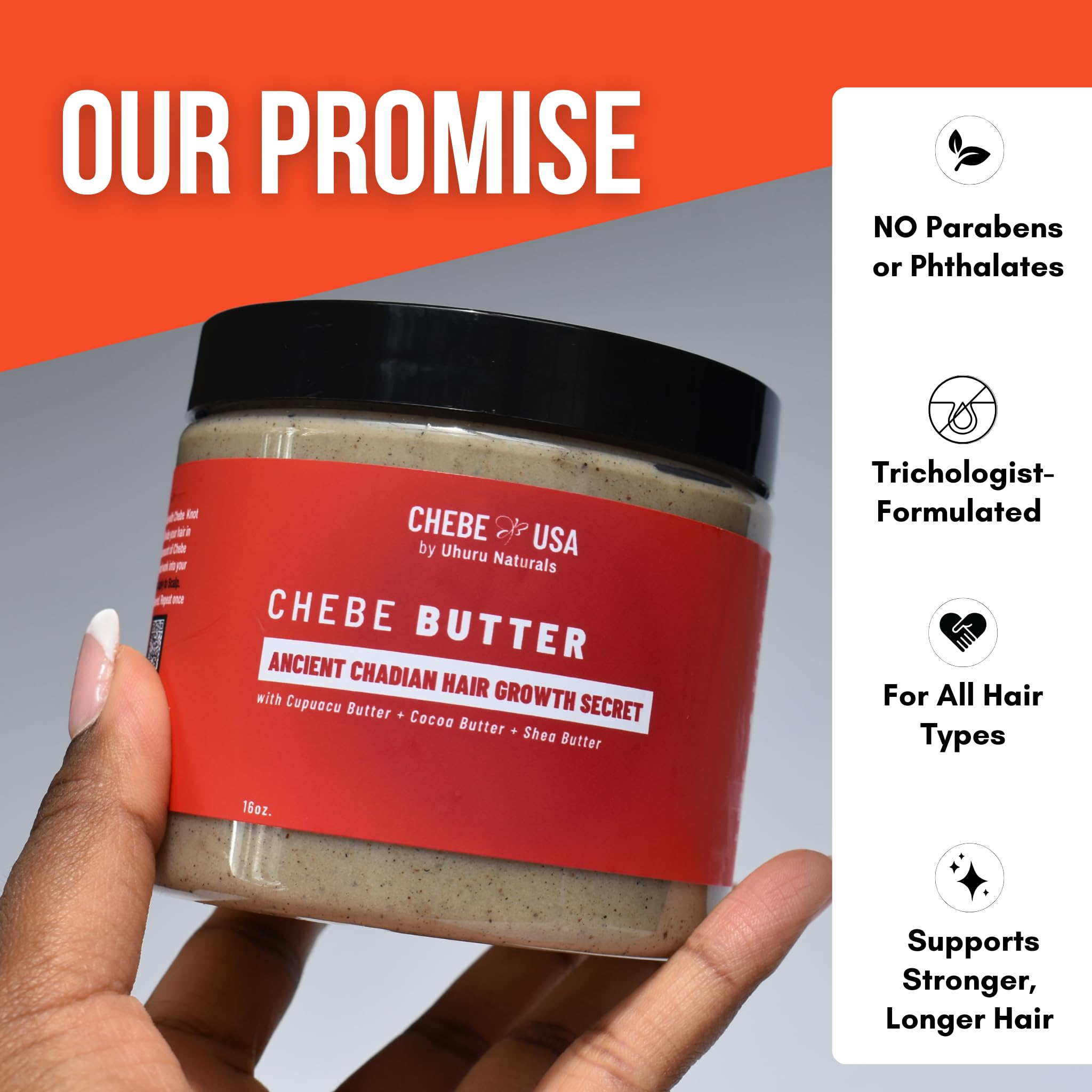 Uhuru Naturals ChadianChebe™ Hair Growth Butter (8oz) – Authentic Chad Hair Butter for Thick, Long Hair