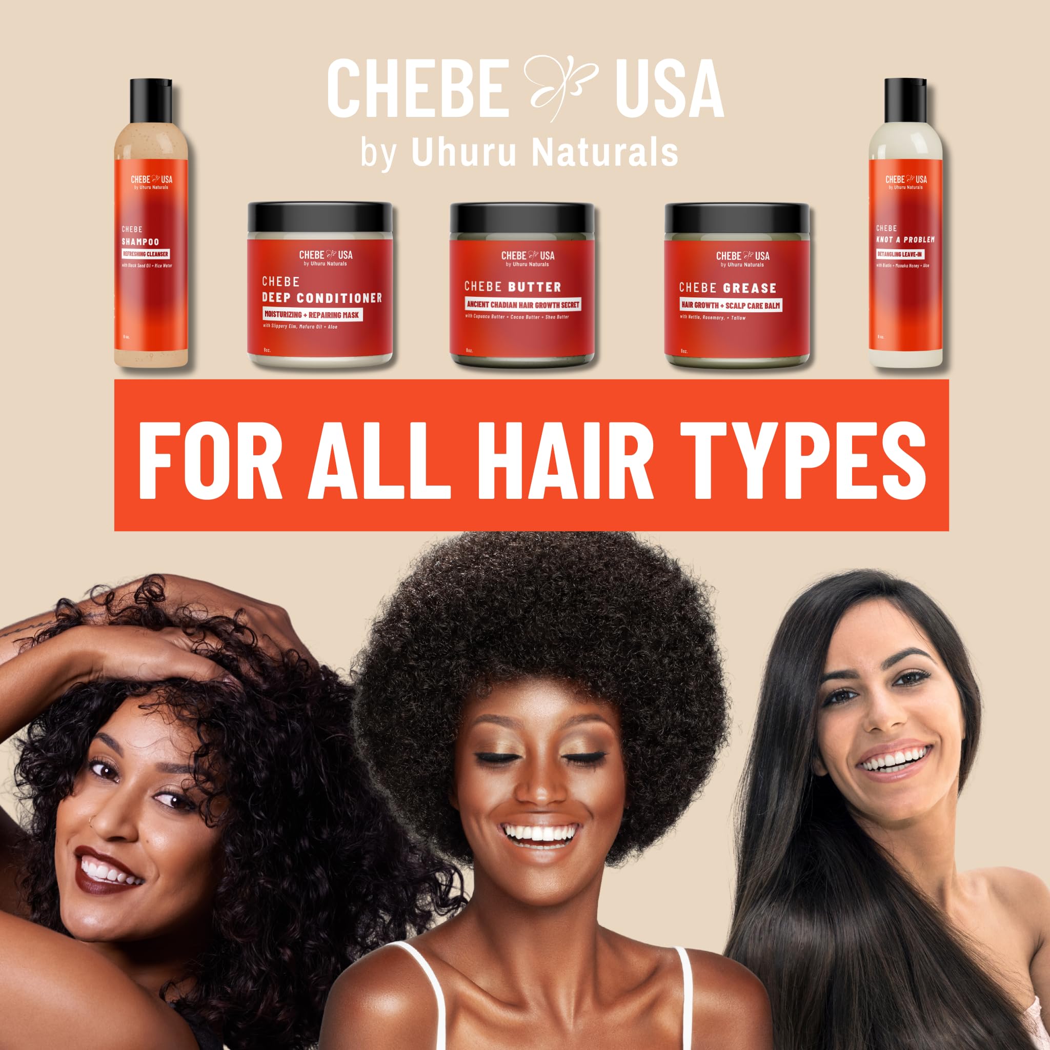 Uhuru Naturals ChadianChebe™ Hair Growth Butter (8oz) – Authentic Chad Hair Butter for Thick, Long Hair