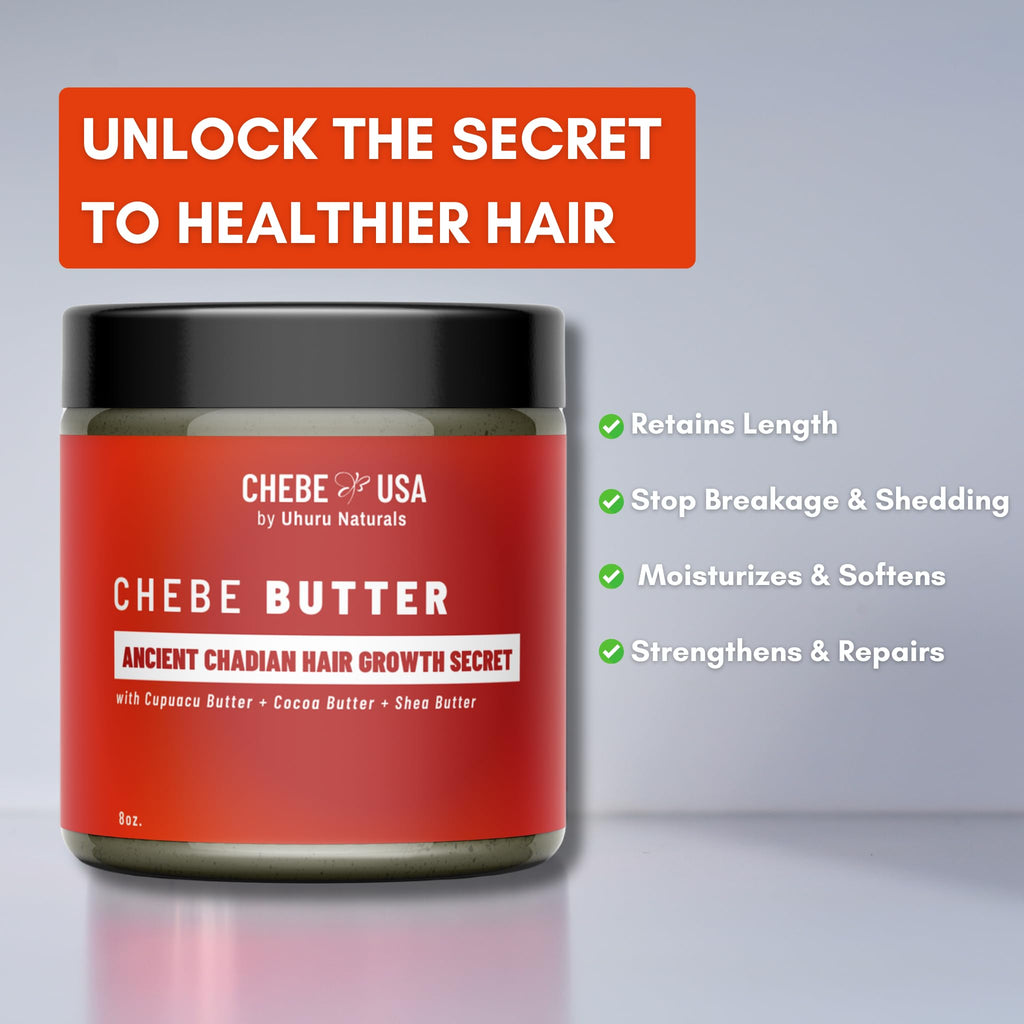 Uhuru Naturals ChadianChebe™ Hair Growth Butter (8oz) – Authentic Chad Hair Butter for Thick, Long Hair