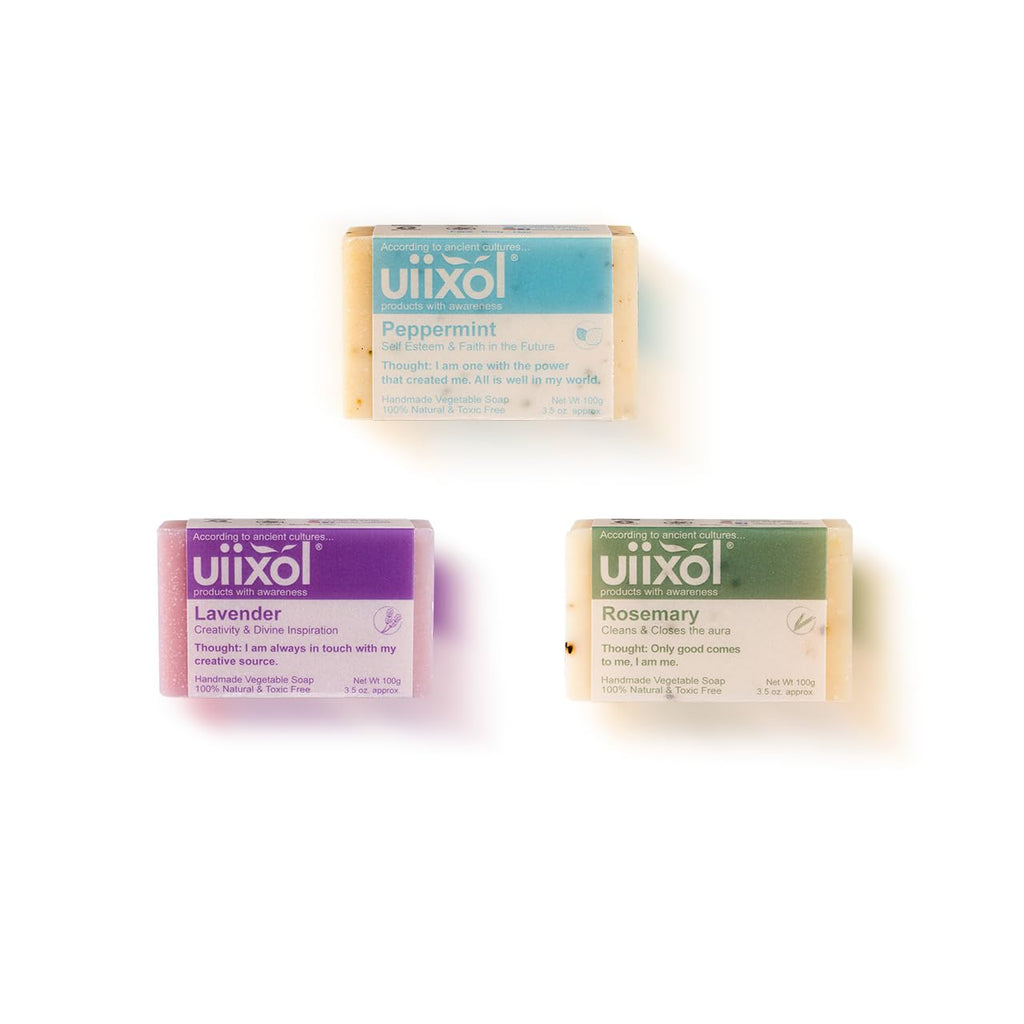 Uiixol Handmade Soap Bars Set of 3: Lavender, Peppermint, Rosemary