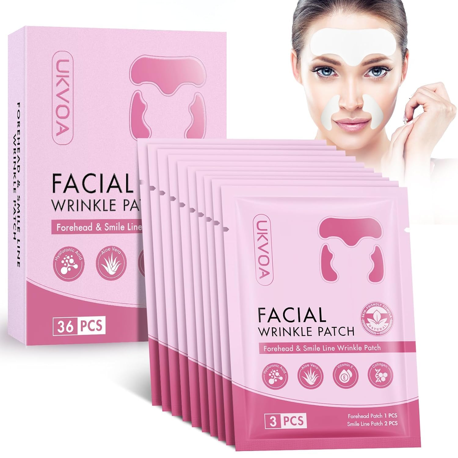 UKVOA Forehead Wrinkle Patches & Smile Line Patches – Overnight Hydration & Subtle Lift