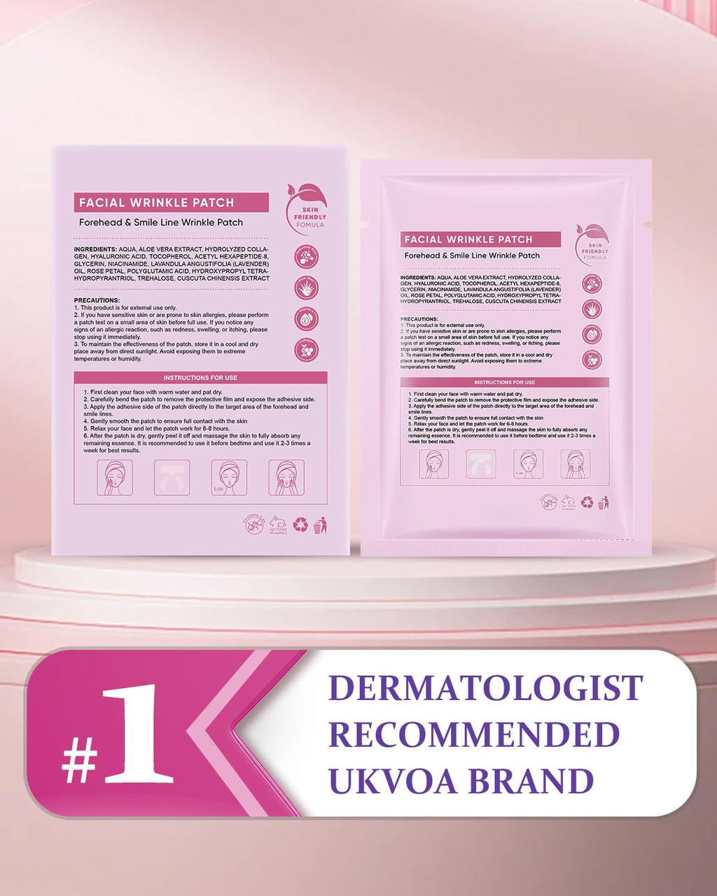 UKVOA Facial Forehead & Smile Line Patches – Overnight Hydration (36 pcs)