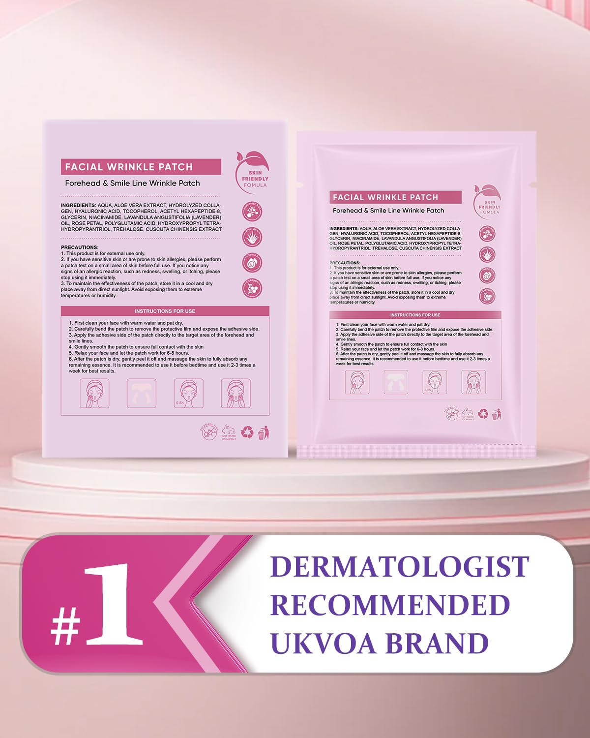 UKVOA Facial Forehead & Smile Line Patches – Overnight Hydration (36 pcs)