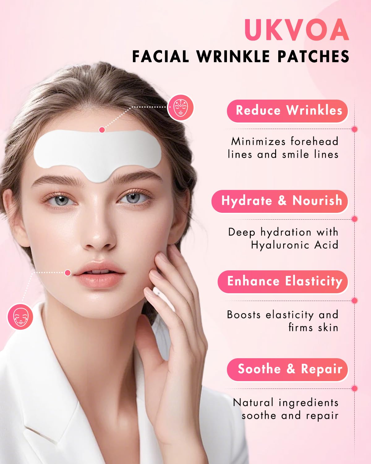 UKVOA Forehead Wrinkle Patches & Smile Line Patches – Overnight Hydration & Subtle Lift