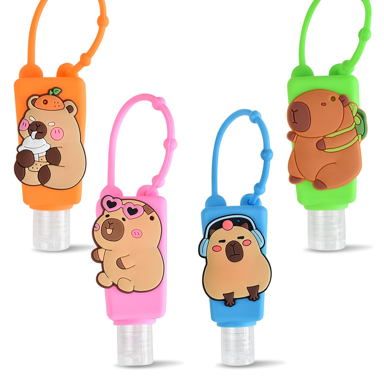 Ulbemoll Refillable Travel Bottles 60ml – 4 Pack (Capybara Pattern)
