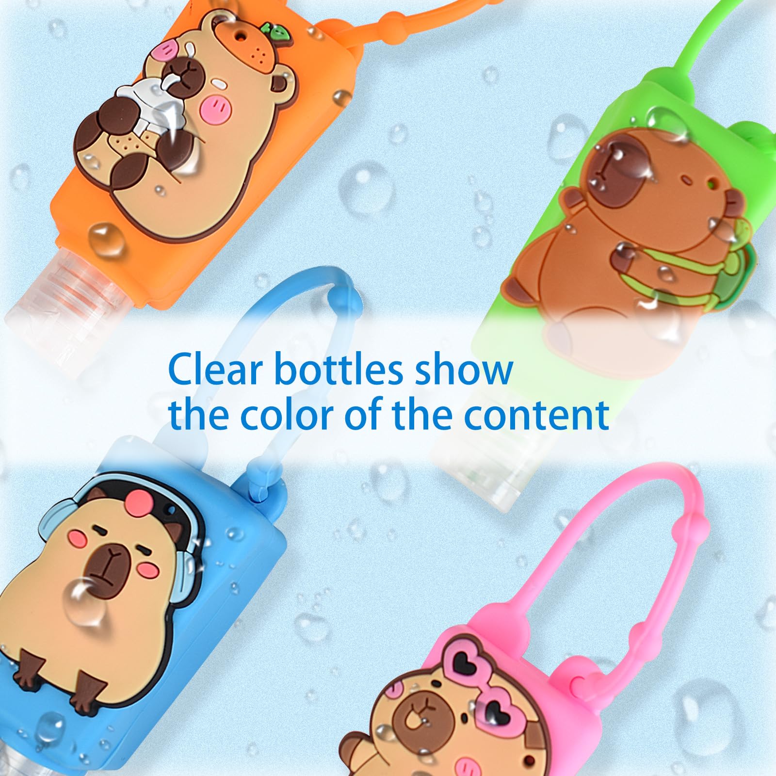 Ulbemoll Refillable Travel Bottles 60ml – 4 Pack (Capybara Pattern)