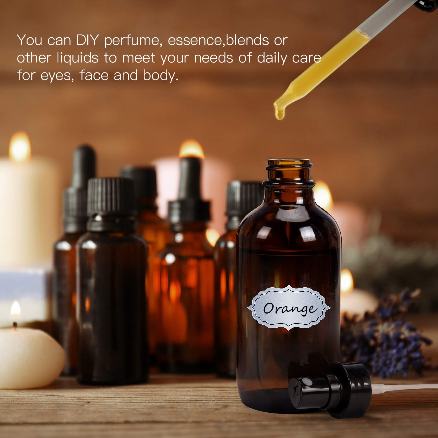 ULG Fine Mist Sprayers – 4 oz Amber Glass Bottles (8-Pack) with DIY Labels