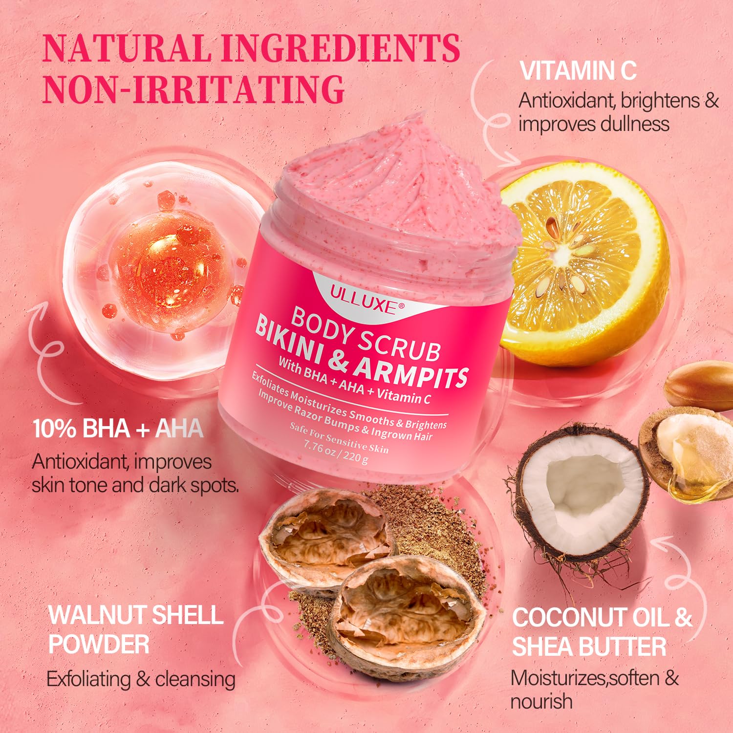 ULLUXE Bikini Area Exfoliator – AHA/BHA + Vitamin C for Smooth, Even Skin