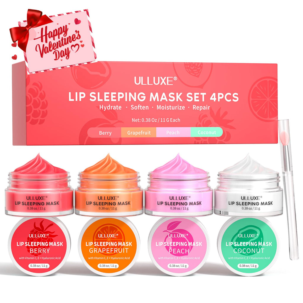 Ulluxe Lip Mask Set 4 Pcs – Overnight Hydration & Gift for Valentine’s Day