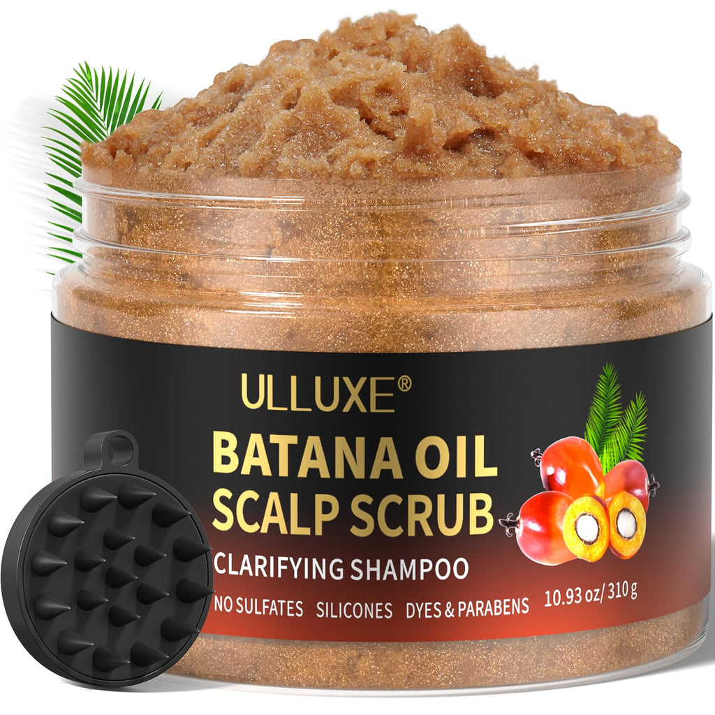 Ulluxe Scalp Scrub 2-in-1 Exfoliating Shampoo with Batana & Rosemary – Dandruff & Itchy Scalp Care, 10.93 oz