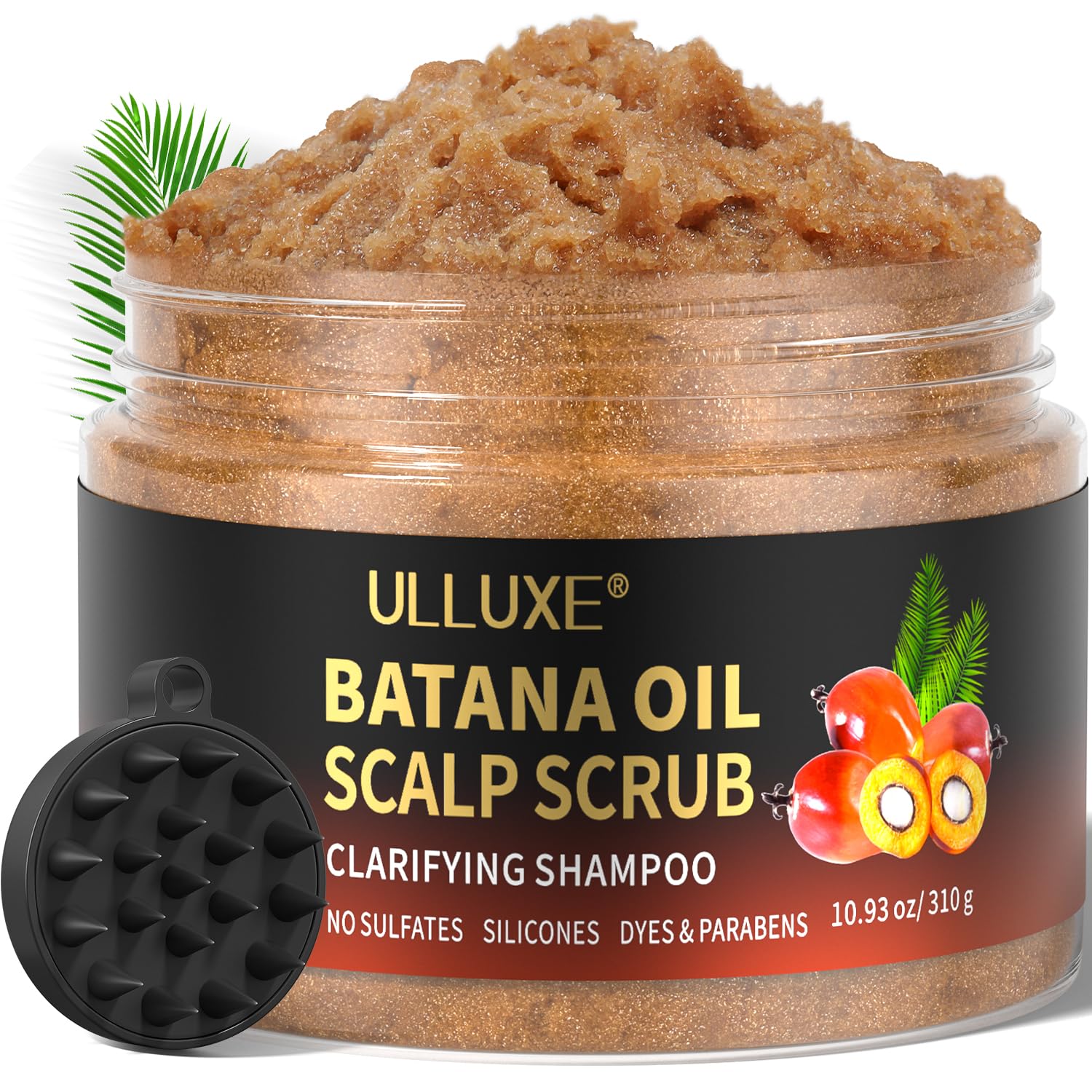Ulluxe Scalp Scrub 2-in-1 Exfoliating Shampoo with Batana & Rosemary – Dandruff & Itchy Scalp Care, 10.93 oz