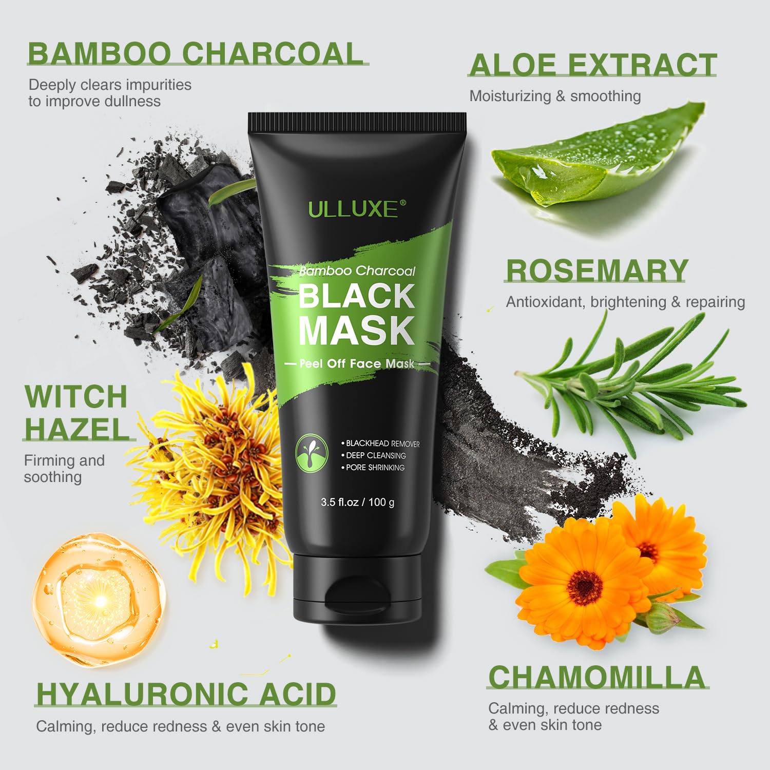 ulluxe Blackhead Remover Mask Kit – Charcoal Peel Off Mask for Pores