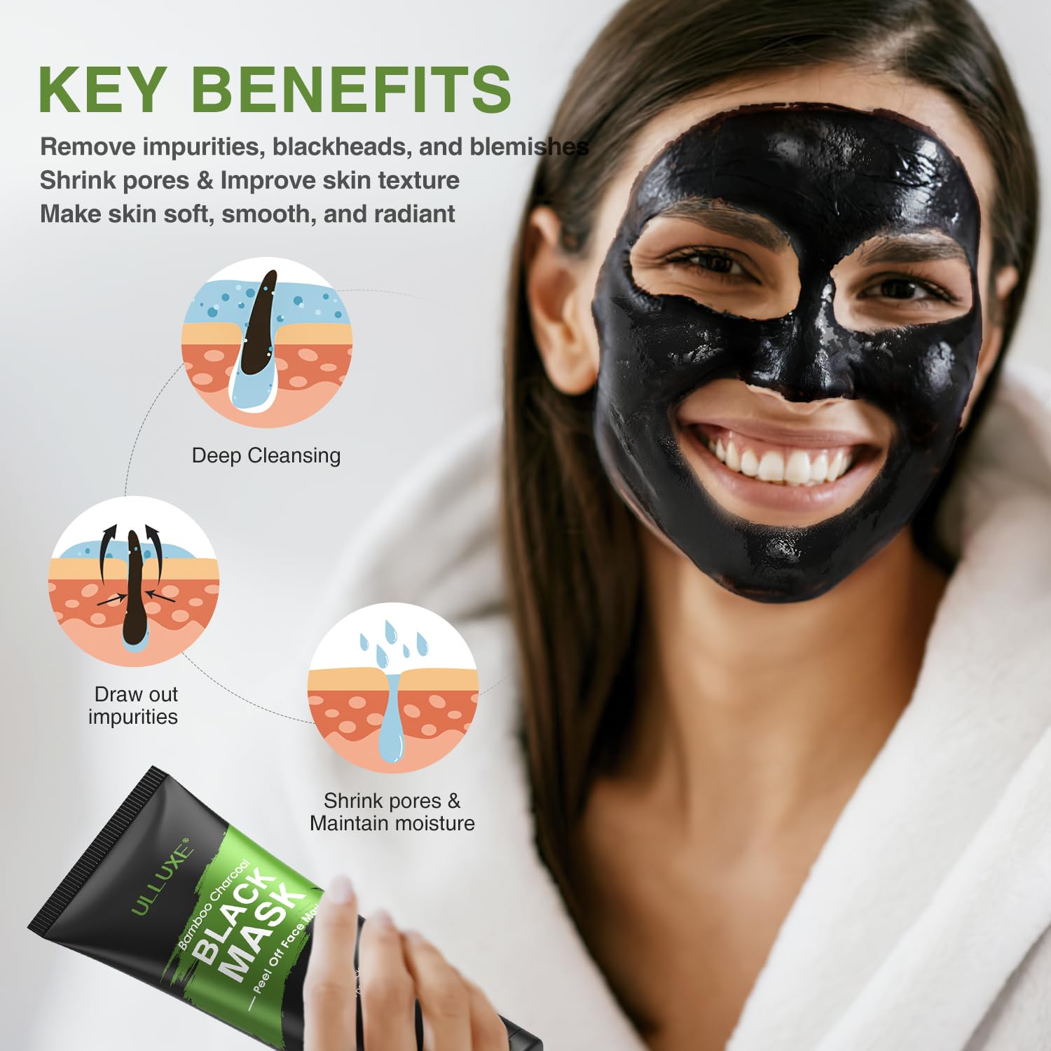ulluxe Blackhead Remover Mask Kit – Charcoal Peel Off Mask for Pores