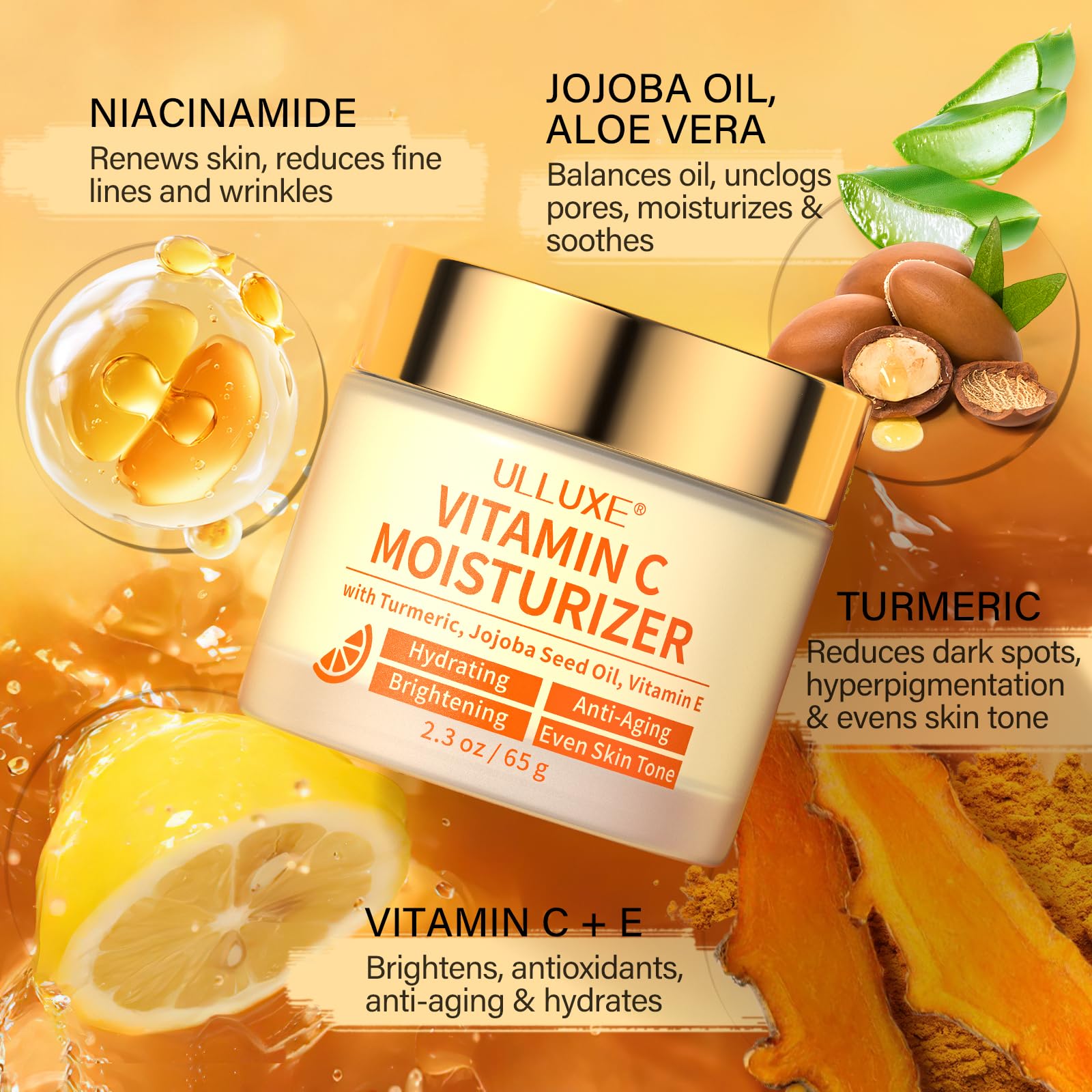 ulluxe Vitamin C Face Moisturizer – Brightening & Anti-Aging Cream with Turmeric