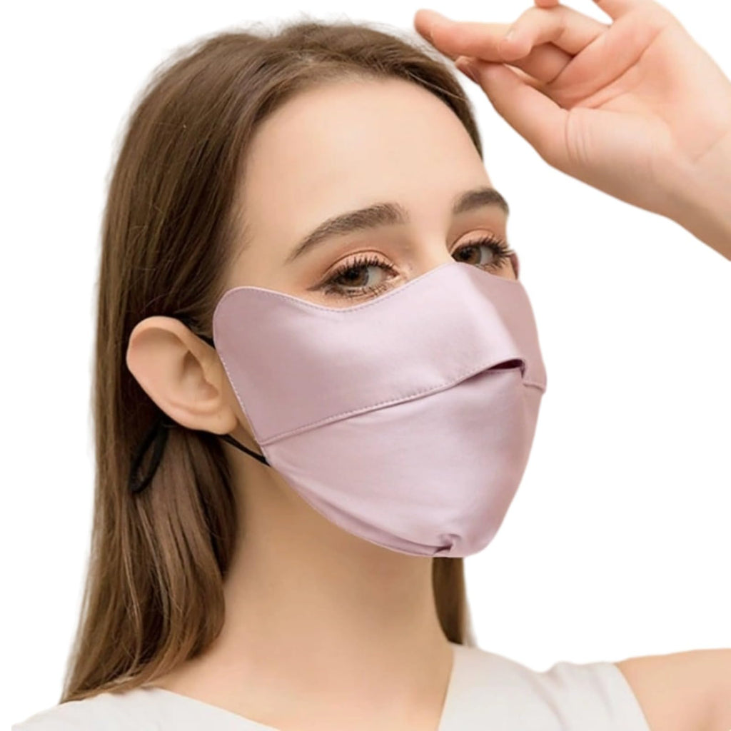 ULPOCMU Mulberry Silk Sun Protection Mask - UPF 50+ Lightweight Mauve