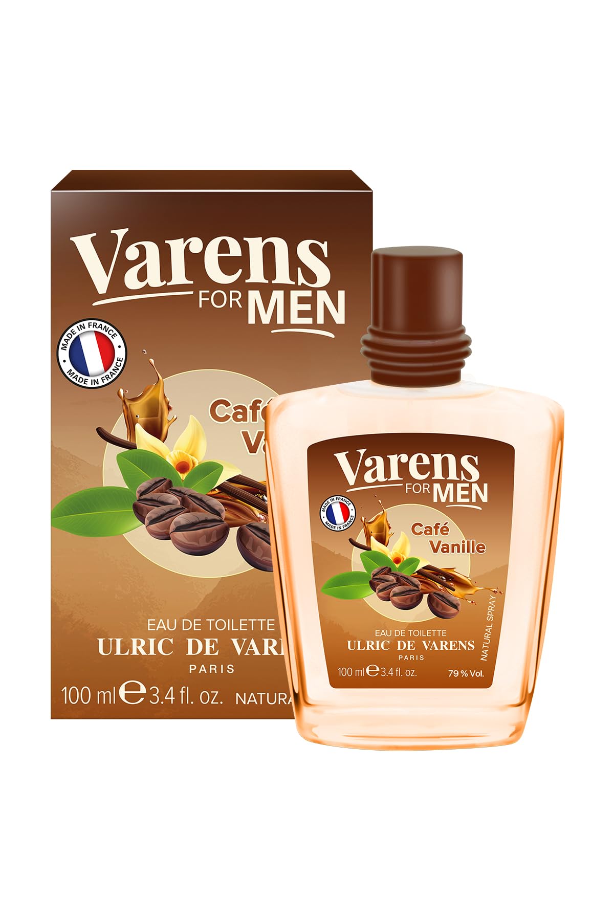 Ulric de Varens Cafe Vanille - EDT for Men | Intense Coffee & Vanilla Warmth | 3.4 Fl Oz