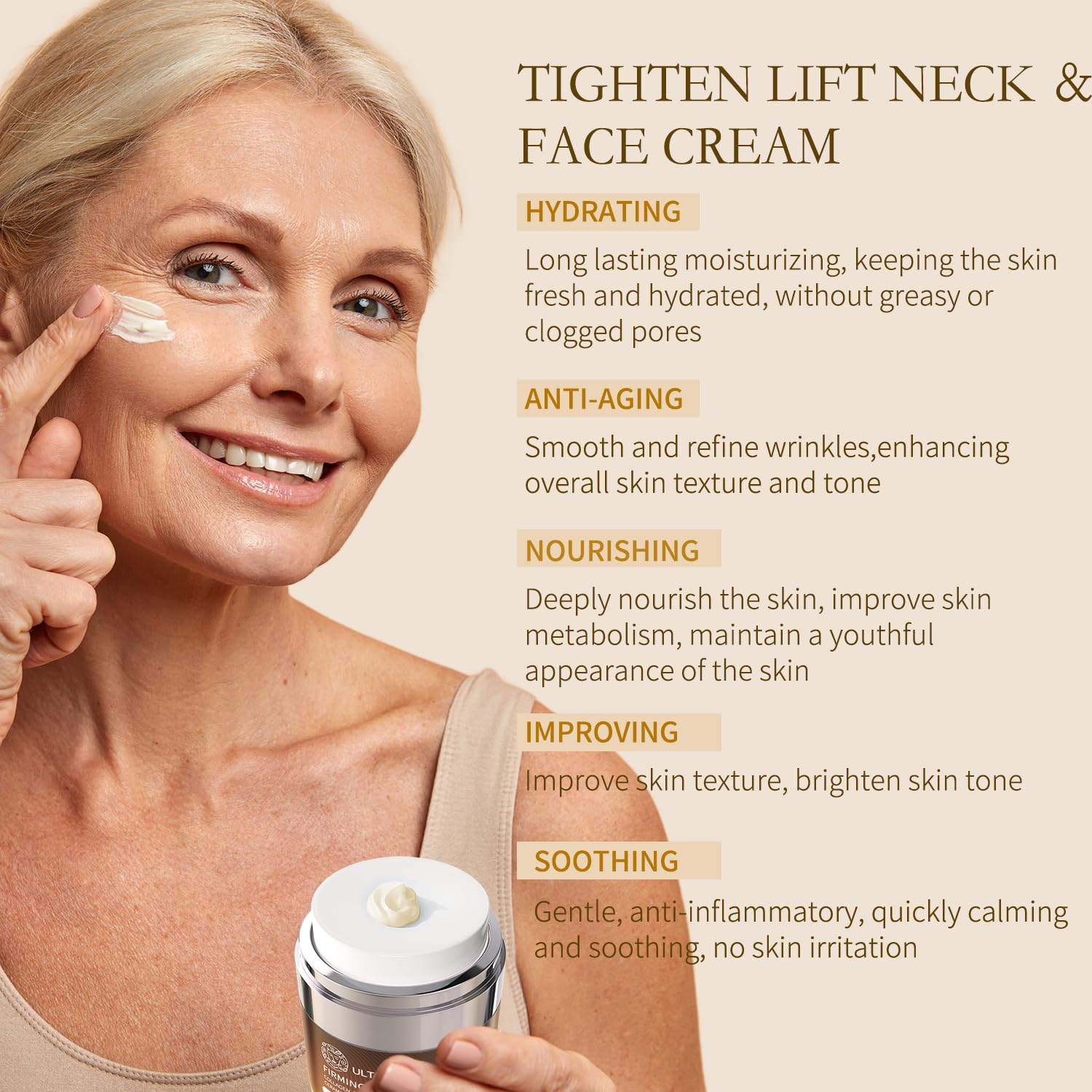 ULTIBELA Tighten & Lift Neck Cream – Deep Hydration, Retinol & Collagen (1.7 fl oz)