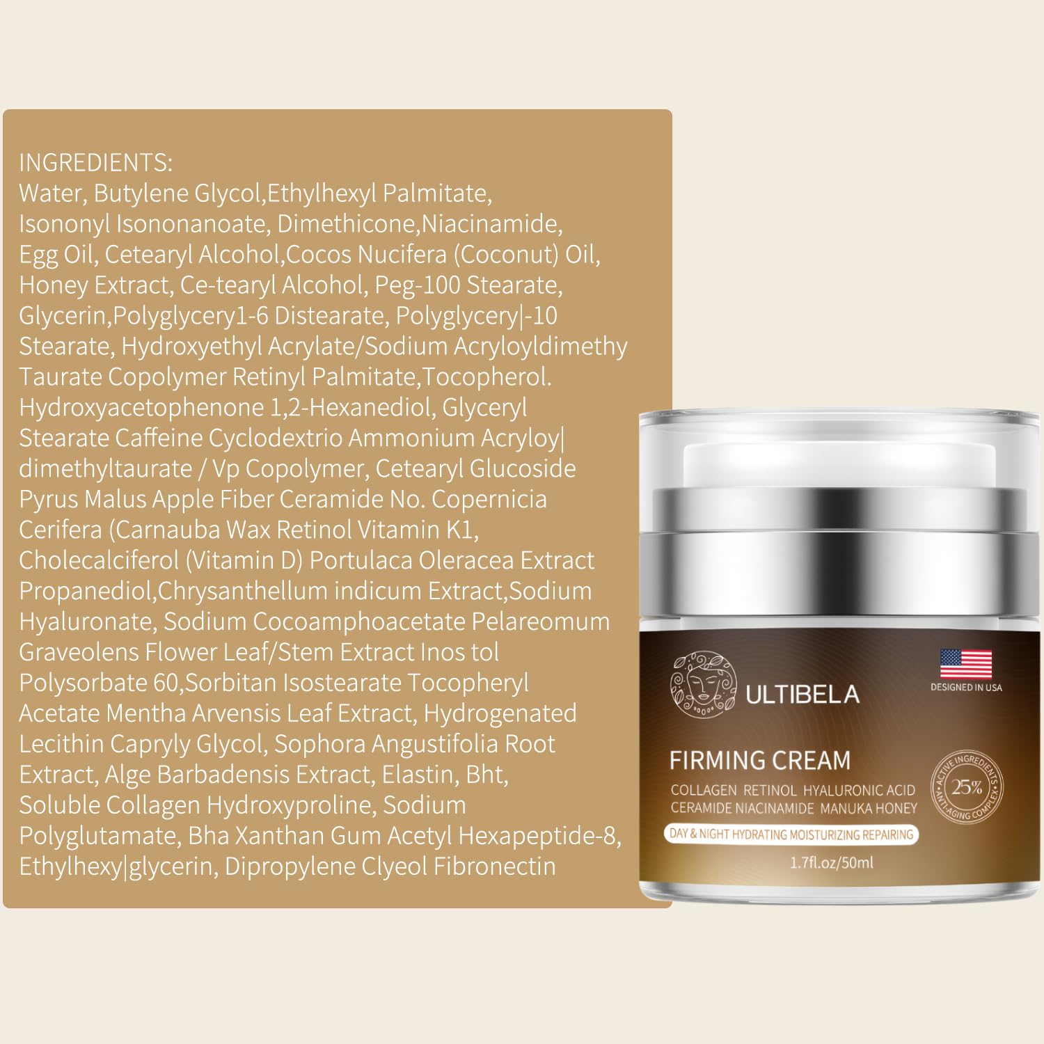 ULTIBELA Tighten & Lift Neck Cream – Deep Hydration, Retinol & Collagen (1.7 fl oz)