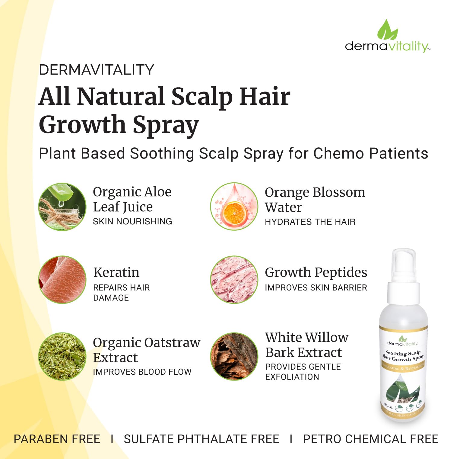 UltimateVitality Soothing Scalp Hair Growth Spray – Lightweight Keratin-Peptide Formula for Thicker-Looking Hair – 4 oz