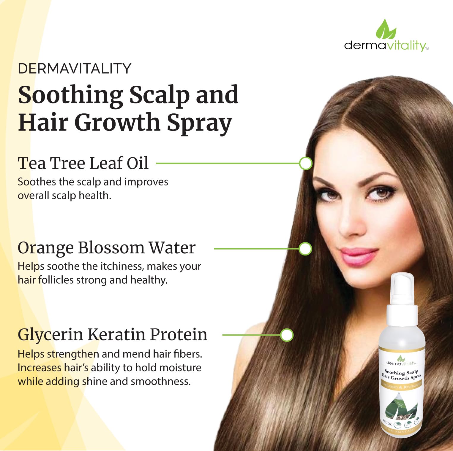 UltimateVitality Soothing Scalp Hair Growth Spray – Lightweight Keratin-Peptide Formula for Thicker-Looking Hair – 4 oz