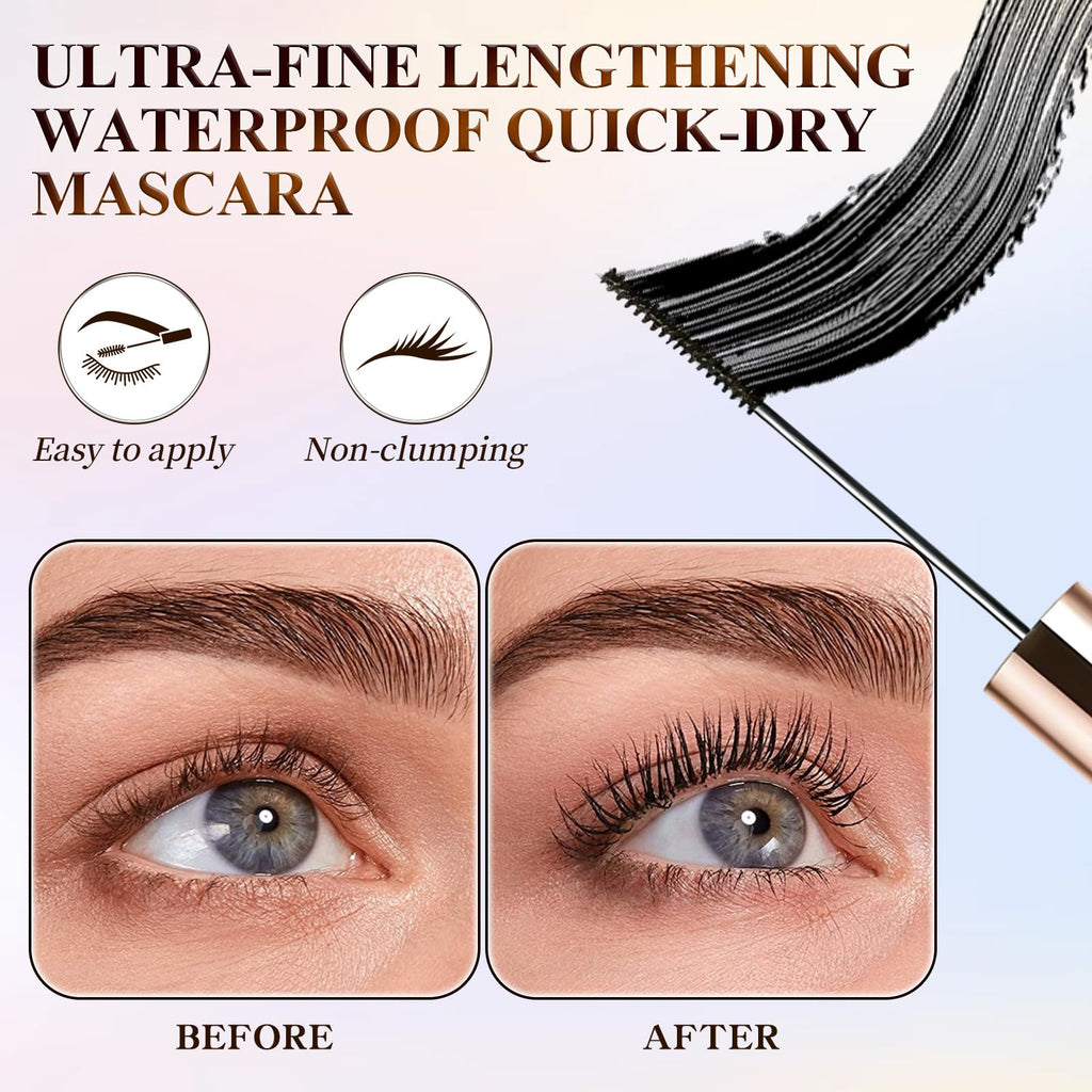 Ultra-Fine Lengthening Waterproof Mascara – Quick-Dry, Smudge-Proof, 24‑Hour Lift for Tiny & Lower Lashes