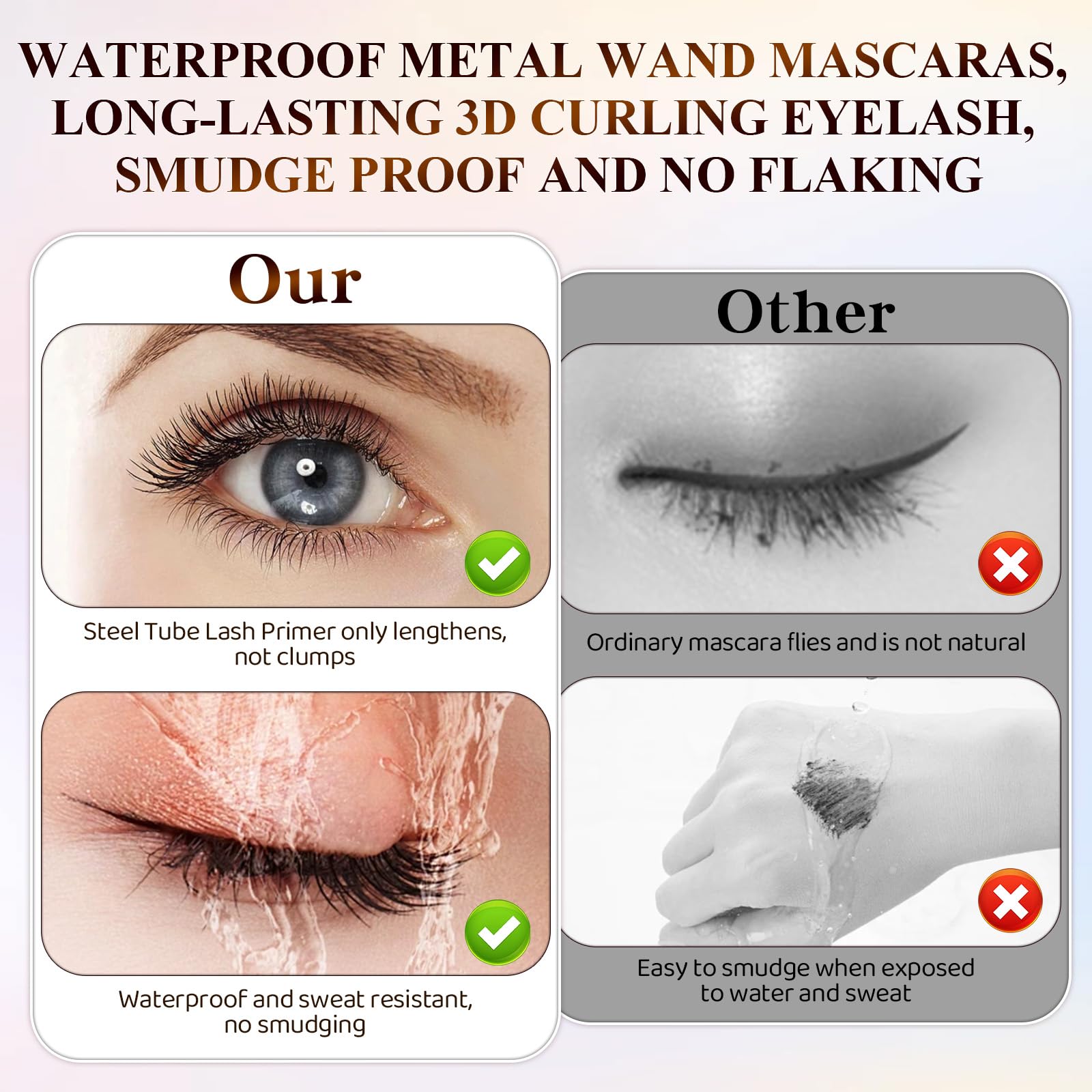 Ultra-Fine Lengthening Waterproof Mascara – Quick-Dry, Smudge-Proof, 24‑Hour Lift for Tiny & Lower Lashes