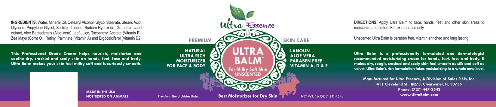 Ultra Balm Daily Moisturizer 16 oz – Unscented Hydration for Dry Skin