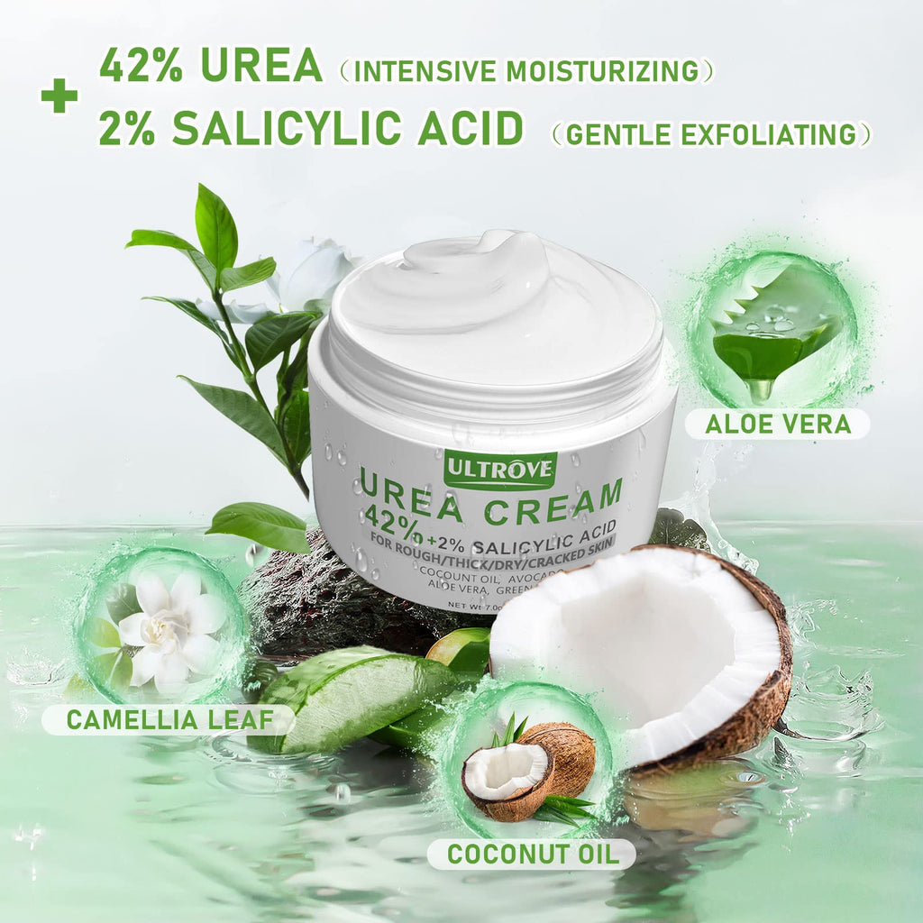 Ultrove Urea Cream 42% with 2% Salicylic Acid – Deep Moisturizing Foot Cream (7 oz)