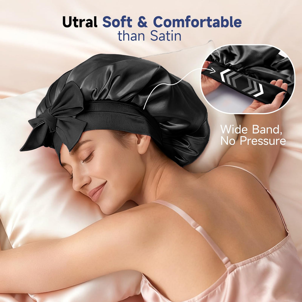 Umisleep Silk Bonnet – Mulberry Silk Lining, Large Hair Wrap for Curly & Long Hair